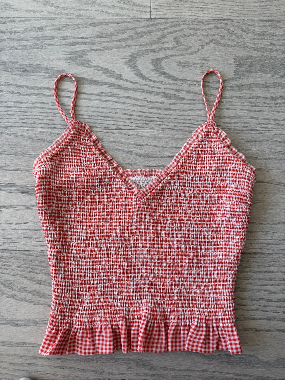 Wilfred Red Gingham Smocked Spaghetti Strap Camisole